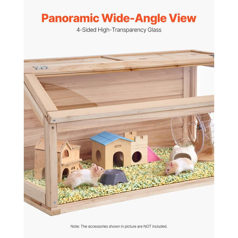 VEVOR Wooden Hamster Cage Habitat 32 in Clear Mice Rodents Small Animals Cage