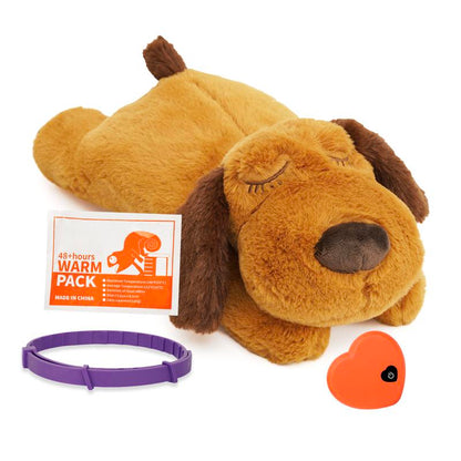 2025 Dog Puppy Toy with Heartbeat New Model, Calming Dog Toy Set with Collar, 48H Warm Pack (Black)