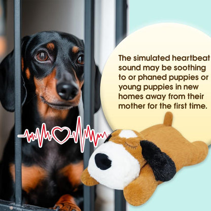 2025 Dog Puppy Toy with Heartbeat New Model, Calming Dog Toy Set with Collar, 48H Warm Pack (Black)