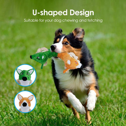 Dual-Character Plush Dog Toy - Wolf & Fox Friends for Chewing and Tugging Fun