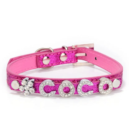 Personalized Id Dog Collars Rhinestone Dog Pendant Adjustable Puppy Kitten Neck Strap Anti-Lost Pet Cat Collars Dog Accessories