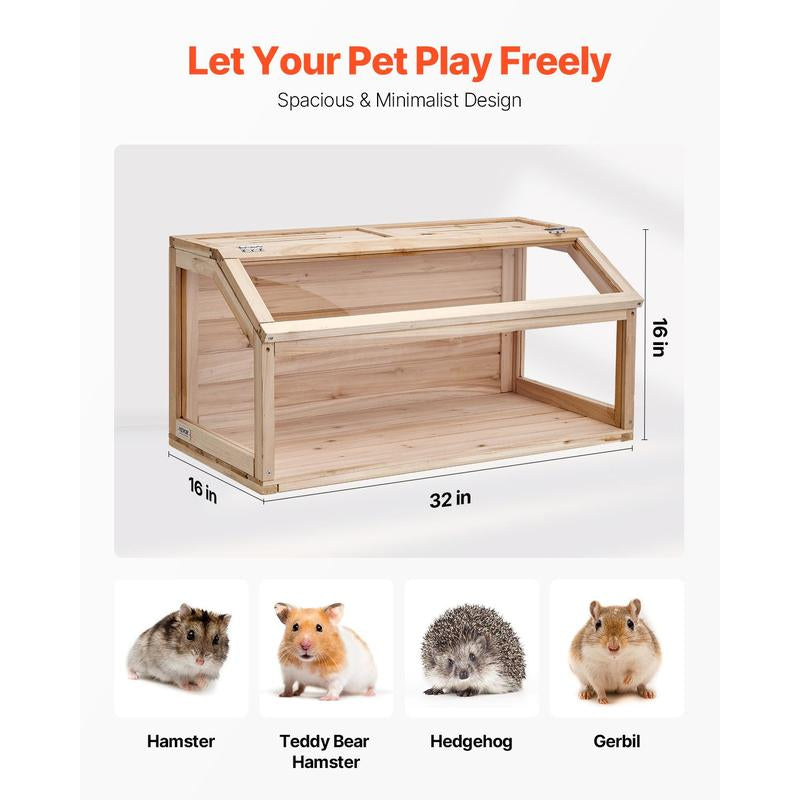 VEVOR Wooden Hamster Cage Habitat 32 in Clear Mice Rodents Small Animals Cage