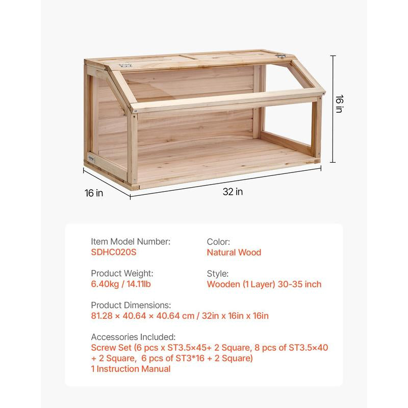 VEVOR Wooden Hamster Cage Habitat 32 in Clear Mice Rodents Small Animals Cage
