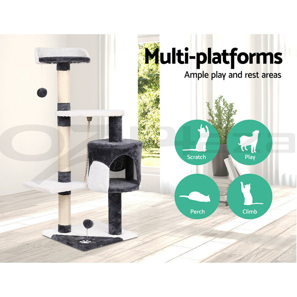 I.Pet Cat Tree Tower Scratching Post Scratcher 112Cm Wood Condo House Furniture