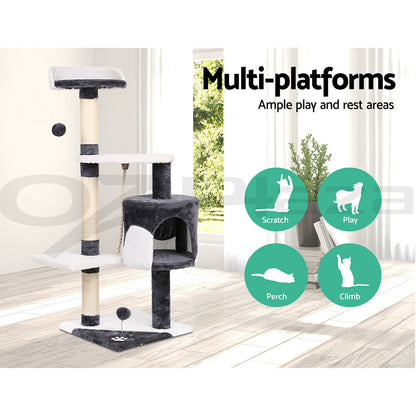 I.Pet Cat Tree Tower Scratching Post Scratcher 112Cm Wood Condo House Furniture