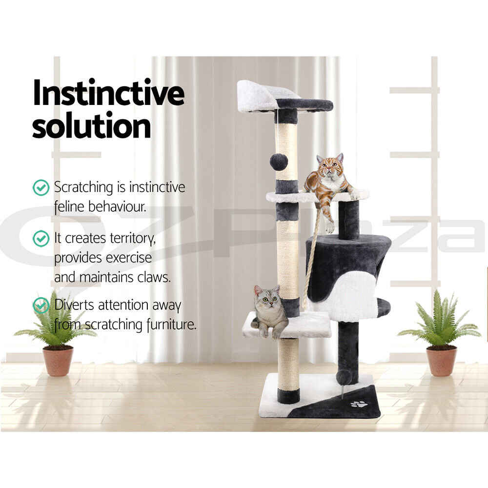 I.Pet Cat Tree Tower Scratching Post Scratcher 112Cm Wood Condo House Furniture