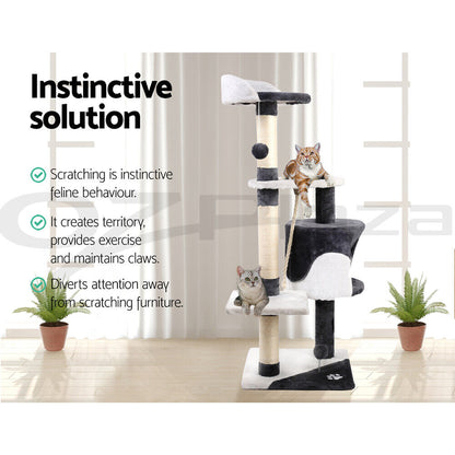 I.Pet Cat Tree Tower Scratching Post Scratcher 112Cm Wood Condo House Furniture