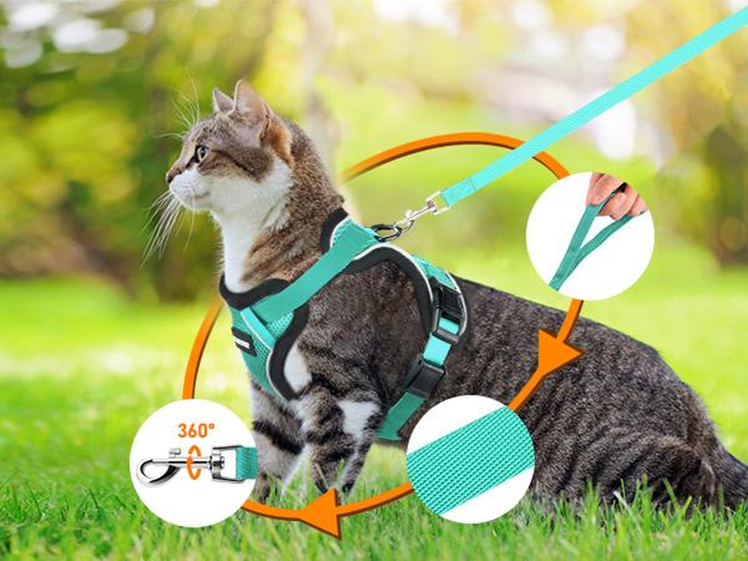 Halypet Escape Proof Cat Harness and Leash Set, with Security Lock and Reflective Strip Harness Cat Accessories Animal Outdoorfun Pet Leash