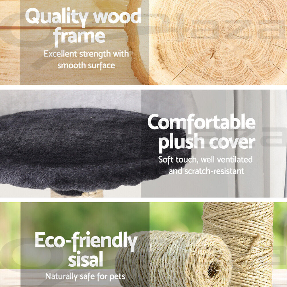 I.Pet Cat Tree Tower Scratching Post Scratcher 112Cm Wood Condo House Furniture