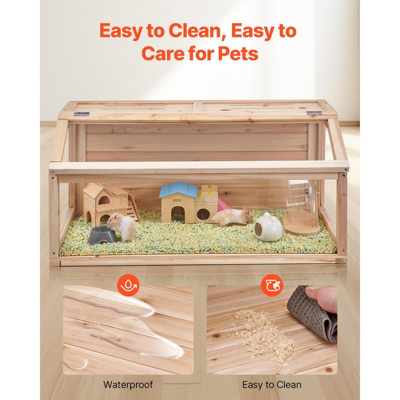 VEVOR Wooden Hamster Cage Habitat 32 in Clear Mice Rodents Small Animals Cage