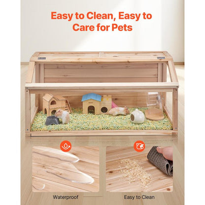 VEVOR Wooden Hamster Cage Habitat 32 in Clear Mice Rodents Small Animals Cage