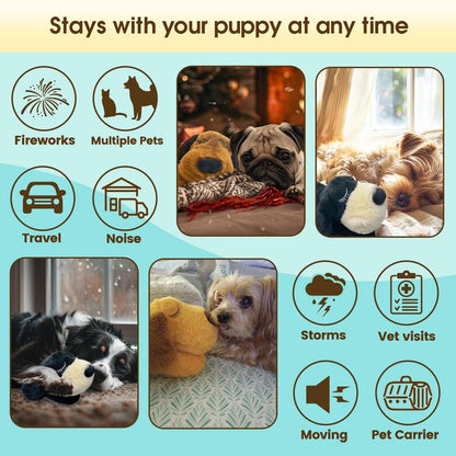 2025 Dog Puppy Toy with Heartbeat New Model, Calming Dog Toy Set with Collar, 48H Warm Pack (Black)