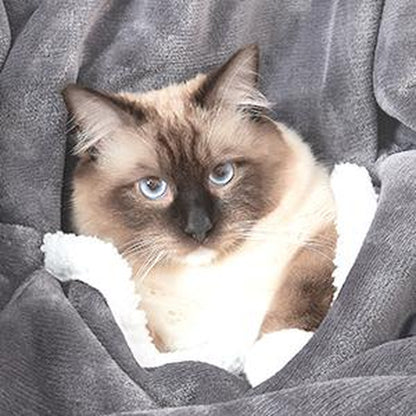 Larleaf Kangaroo Wearable Blanket Hoodie with Giant Pocket, One Size Pet Clothes Extra Soft Sherpa Fleece Warm ＆ Cozy Oversize Sweatshirt Blanket Jacket with Sleeves Gifts for Dogs and Cats, Cozy Hooded Cat Clothes Womenswear Winter Cute Machine Washable