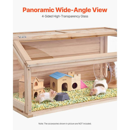 VEVOR Wooden Hamster Cage Habitat 32 in Clear Mice Rodents Small Animals Cage
