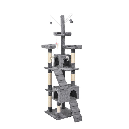 Pawz Cat Tree Scratching Post Scratcher Tower Condo House Furniture Grey 210Cm