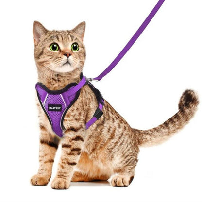 Halypet Escape Proof Cat Harness and Leash Set, with Security Lock and Reflective Strip Harness Cat Accessories Animal Outdoorfun Pet Leash