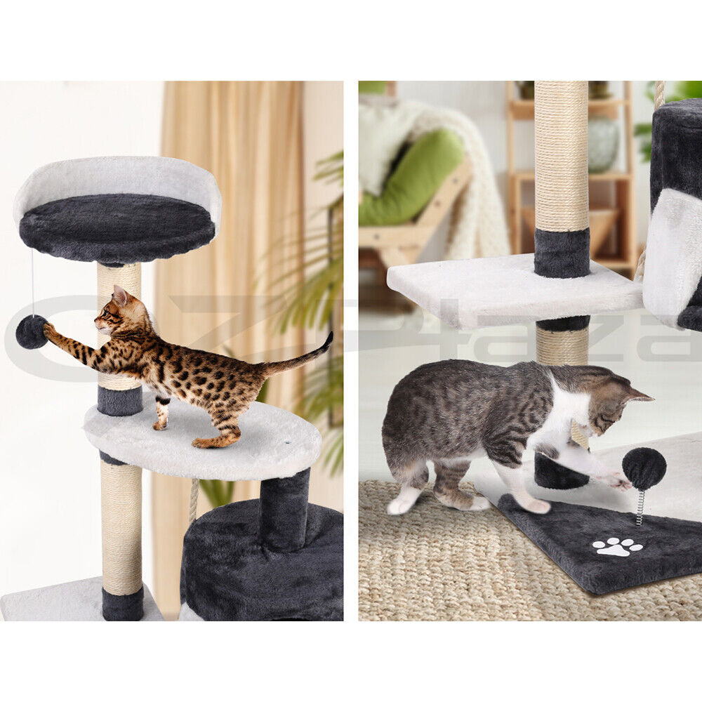 I.Pet Cat Tree Tower Scratching Post Scratcher 112Cm Wood Condo House Furniture