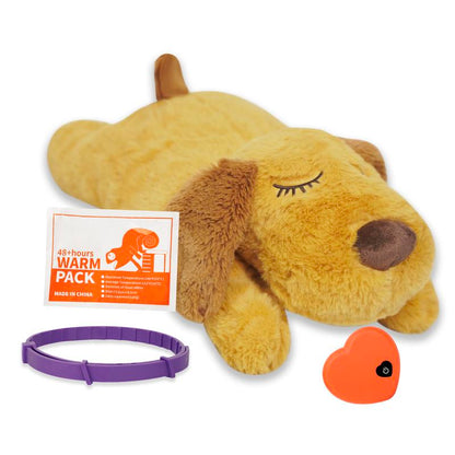 2025 Dog Puppy Toy with Heartbeat New Model, Calming Dog Toy Set with Collar, 48H Warm Pack (Black)
