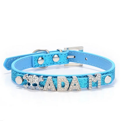 Personalized Id Dog Collars Rhinestone Dog Pendant Adjustable Puppy Kitten Neck Strap Anti-Lost Pet Cat Collars Dog Accessories